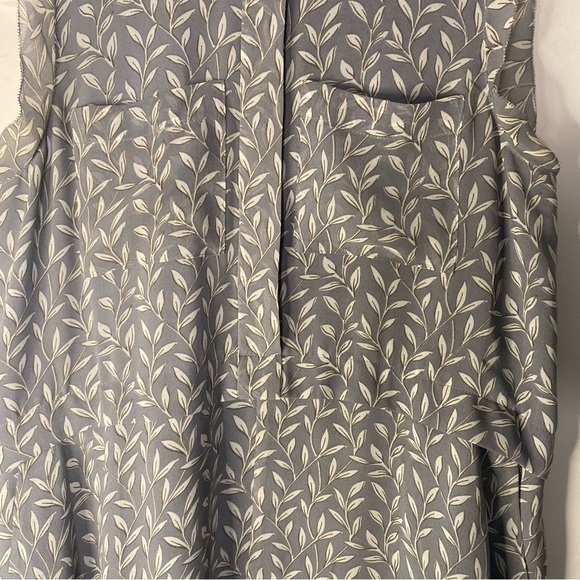 Madewell Grey Willow Leaf Print Sleeveless Sack Midi Dress Frilly Fairy Size 00 - Picture 4 of 16